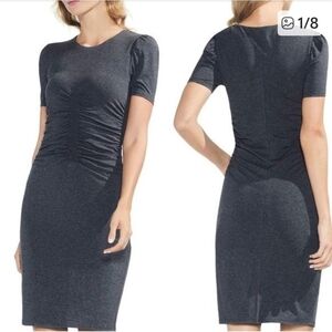 Vince Camuto Elegant Black Cinched Ruched Dress Size M